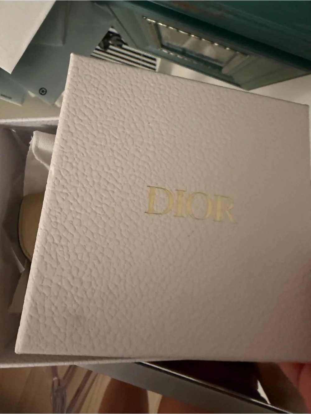 Dior Taupe Saddle Card Case with Gold 'D' Charm